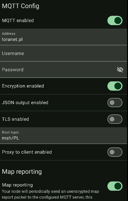 MQTT configuration screenshot